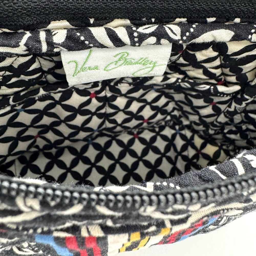 Vera Bradley Quilted Floral Shoulder Bag Black White Multicolor Boho Purse - Picture 7 of 7
